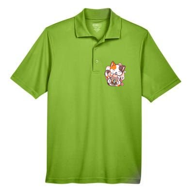 Cat Boba Tea Kawaii Men's Origin Performance Pique Polo