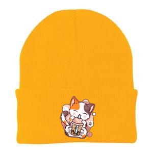 Cat Boba Tea Kawaii Knit Cap Winter Beanie