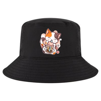 Cat Boba Tea Kawaii Cool Comfort Performance Bucket Hat