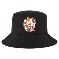 Cat Boba Tea Kawaii Cool Comfort Performance Bucket Hat