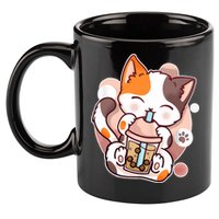 Cat Boba Tea Kawaii 11oz C Handle Ceramic Mug
