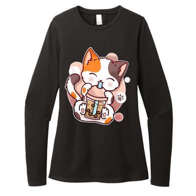 Cat Boba Tea Kawaii Womens CVC Long Sleeve Shirt