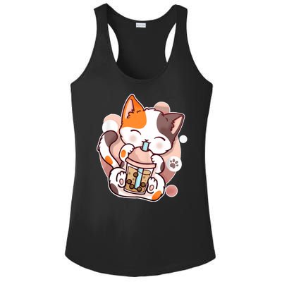 Cat Boba Tea Kawaii Ladies PosiCharge Competitor Racerback Tank