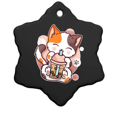 Cat Boba Tea Kawaii Ceramic Star Ornament