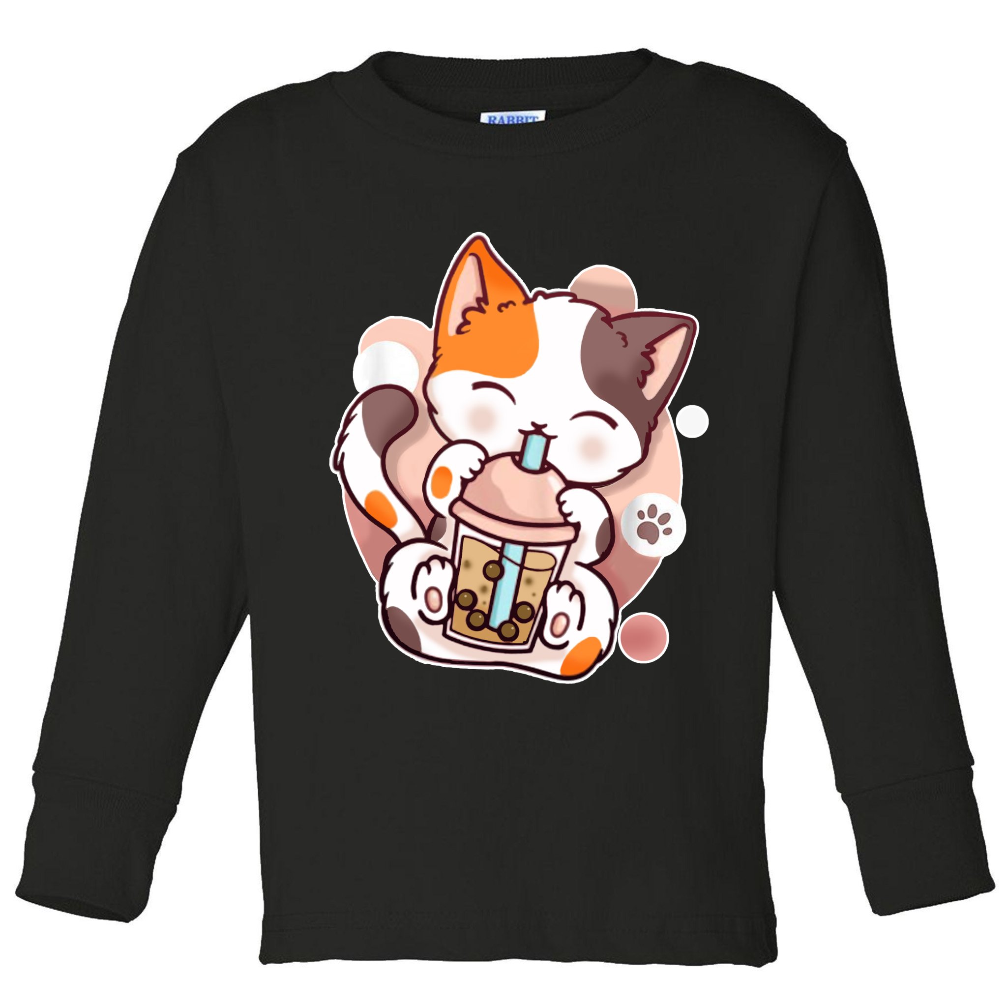 Cat Boba Tea Kawaii Toddler Long Sleeve Shirt