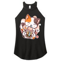 Cat Boba Tea Kawaii Women's Perfect Tri Rocker Tank
