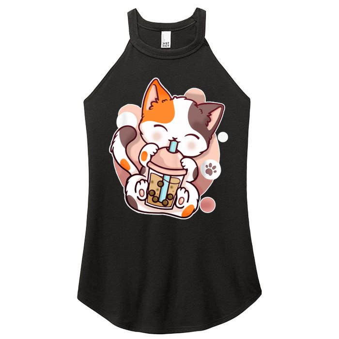 Cat Boba Tea Kawaii Women's Perfect Tri Rocker Tank
