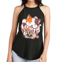 Cat Boba Tea Kawaii Women's Perfect Tri Rocker Tank