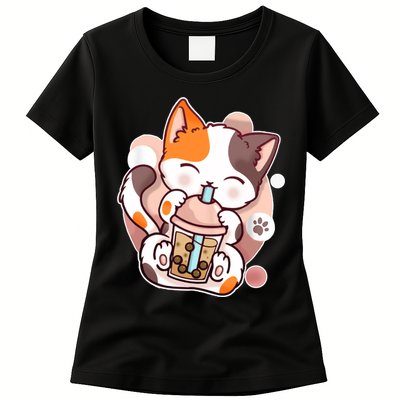 Cat Boba Tea Kawaii Womens T-Shirt
