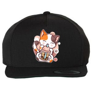 Cat Boba Tea Kawaii Wool Snapback Cap