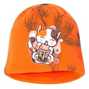 Cat Boba Tea Kawaii Kati - Camo Knit Beanie