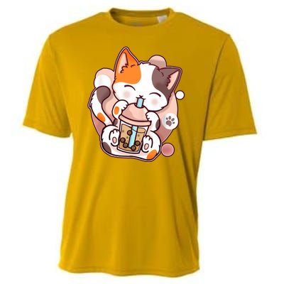 Cat Boba Tea Kawaii Cooling Performance Crew T-Shirt