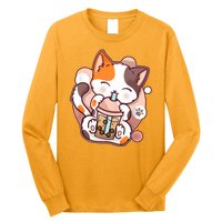 Cat Boba Tea Kawaii Long Sleeve Shirt