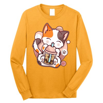 Cat Boba Tea Kawaii Long Sleeve Shirt