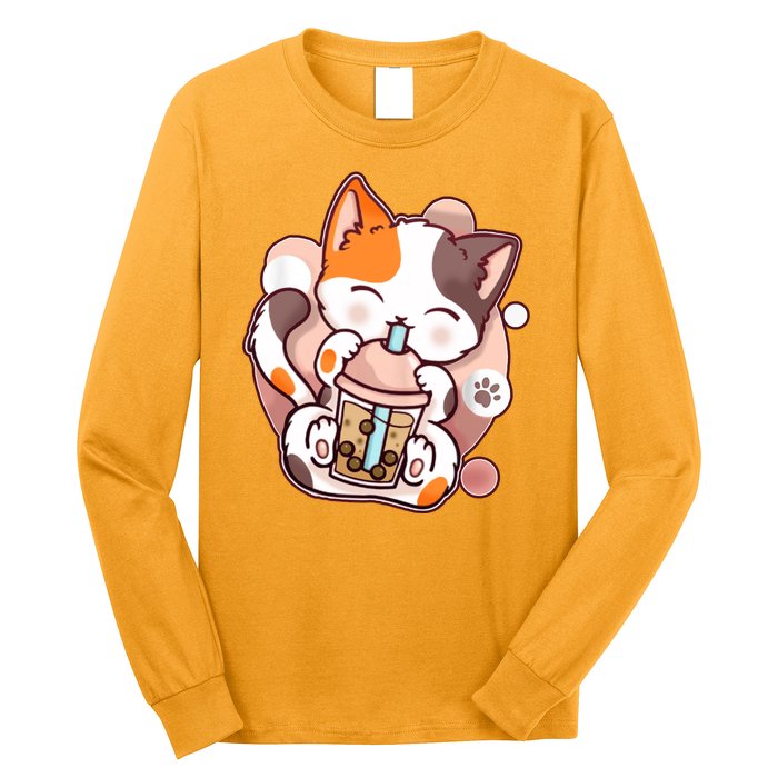 Cat Boba Tea Kawaii Long Sleeve Shirt