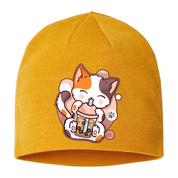 Cat Boba Tea Kawaii Sustainable Beanie