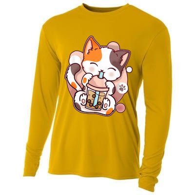 Cat Boba Tea Kawaii Cooling Performance Long Sleeve Crew