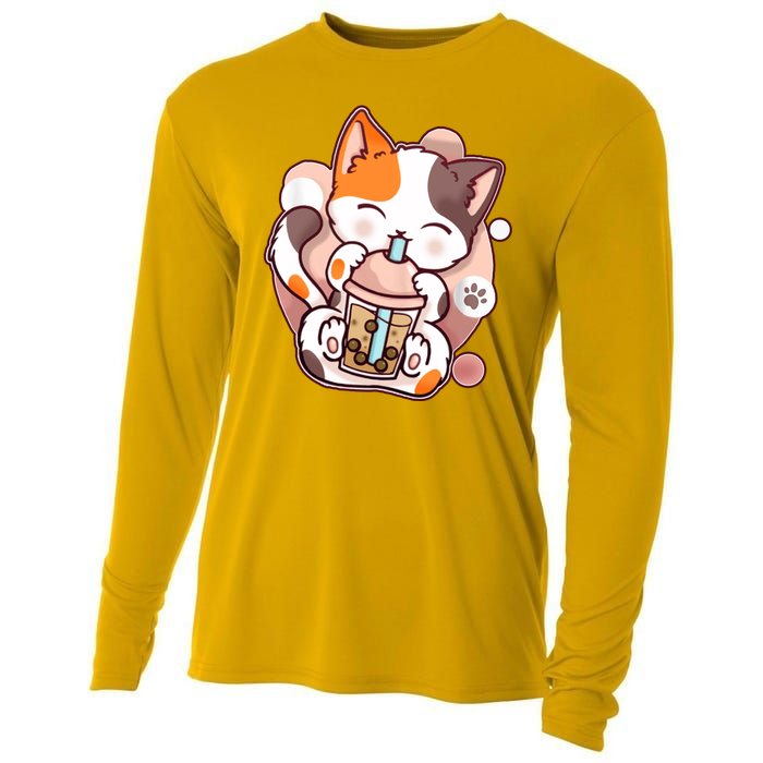 Cat Boba Tea Kawaii Cooling Performance Long Sleeve Crew