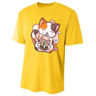 Cat Boba Tea Kawaii Performance Sprint T-Shirt