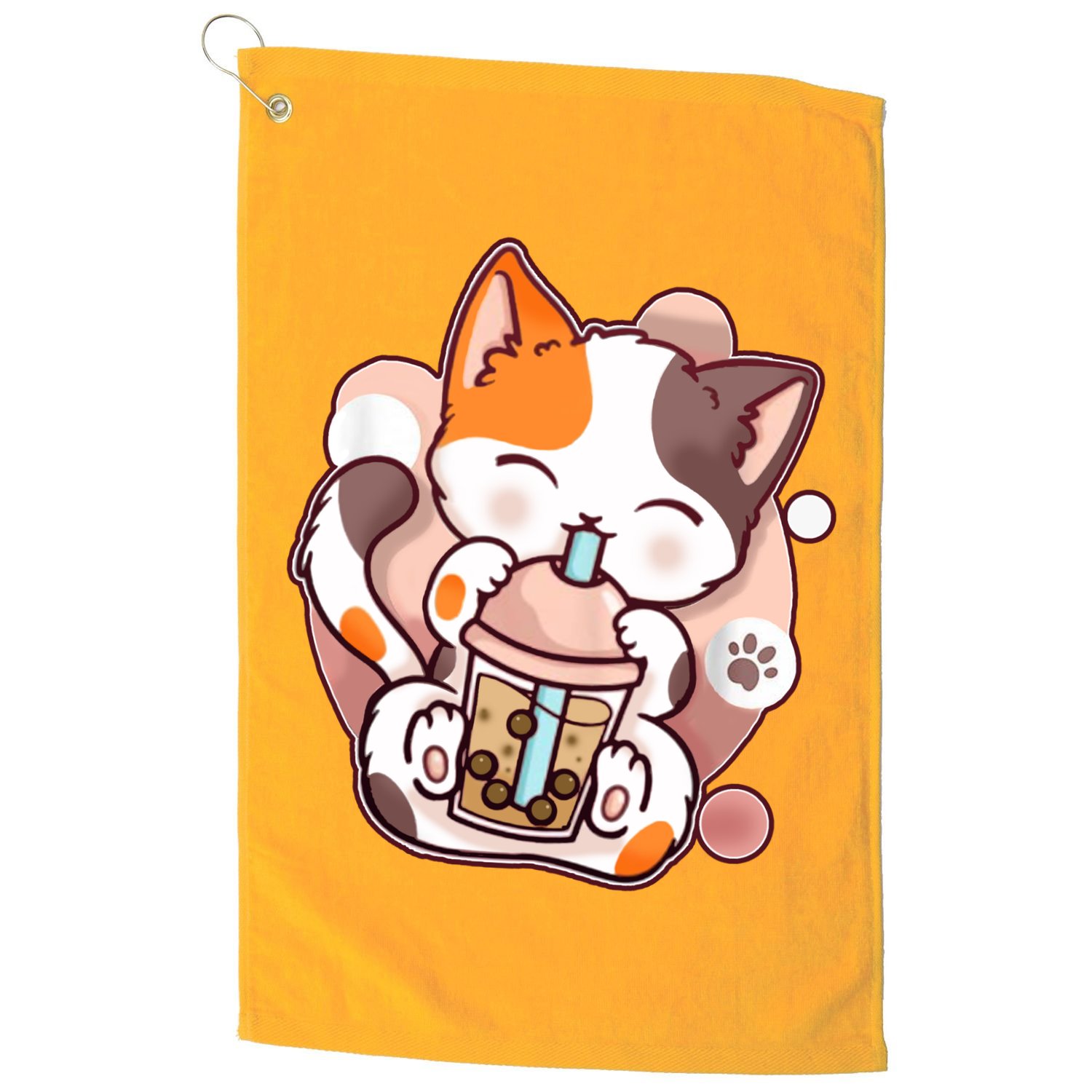 Cat Boba Tea Kawaii Golf Towel