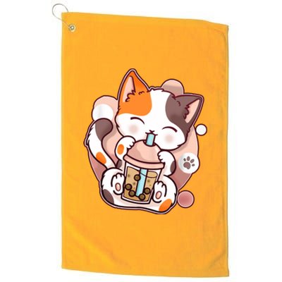 Cat Boba Tea Kawaii Platinum Collection Golf Towel