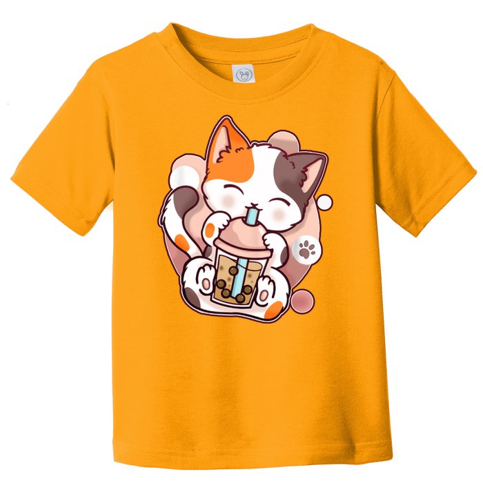 Cat Boba Tea Kawaii Toddler T-Shirt