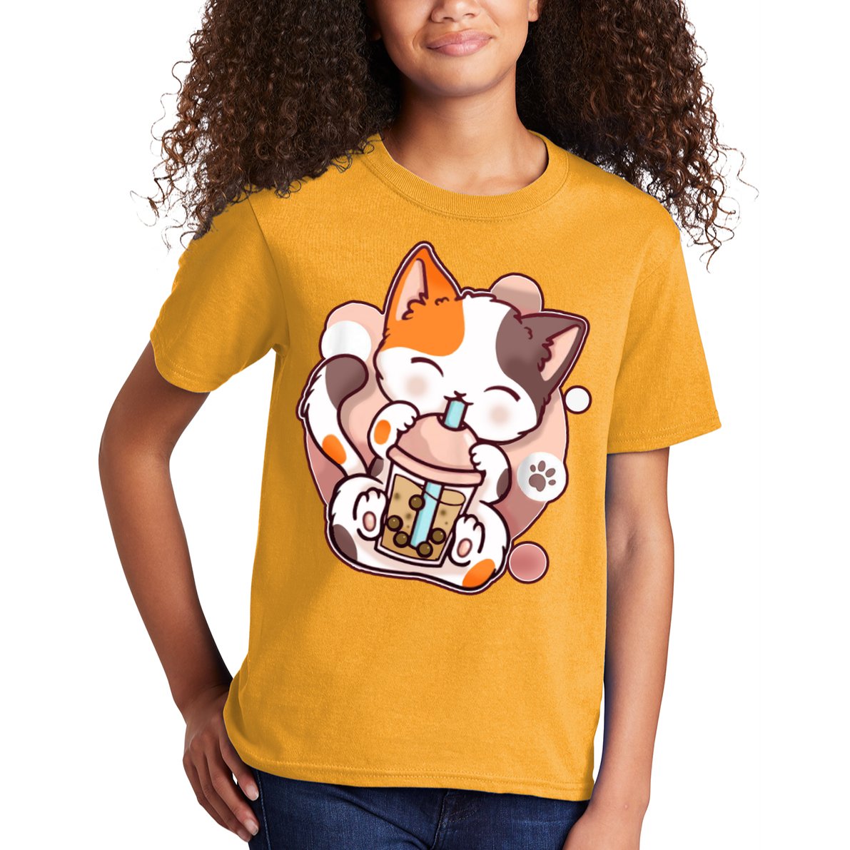 Cat Boba Tea Kawaii Kids T-Shirt