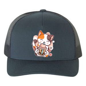 Cat Boba Tea Kawaii Yupoong Adult 5-Panel Trucker Hat