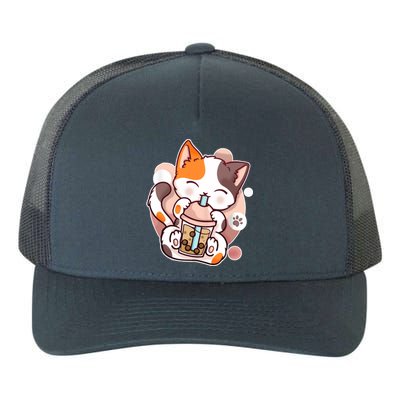 Cat Boba Tea Kawaii Yupoong Adult 5-Panel Trucker Hat