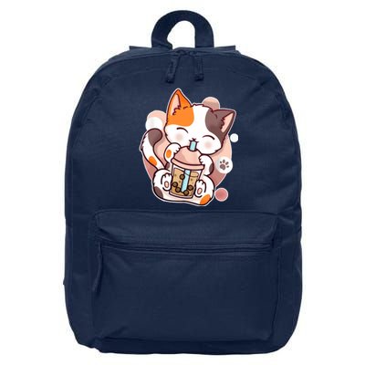 Cat Boba Tea Kawaii 16 in Basic Backpack