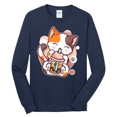 Cat Boba Tea Kawaii Tall Long Sleeve T-Shirt