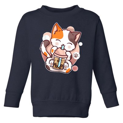 Cat Boba Tea Kawaii Toddler Sweatshirt