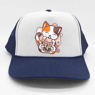 Cat Boba Tea Kawaii Trucker Hat