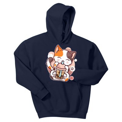 Cat Boba Tea Kawaii Kids Hoodie