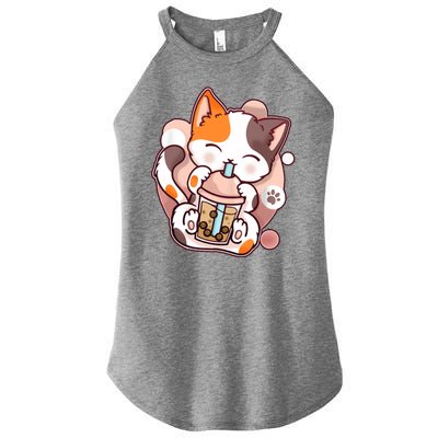 Cat Boba Tea Kawaii Women's Perfect Tri Rocker Tank