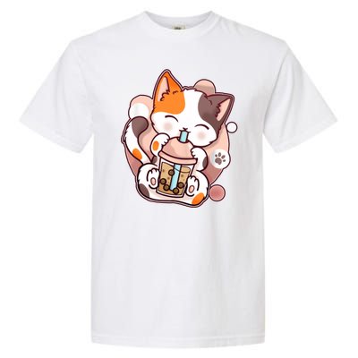 Cat Boba Tea Kawaii Garment-Dyed Heavyweight T-Shirt