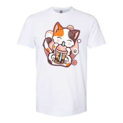 Cat Boba Tea Kawaii Softstyle CVC T-Shirt