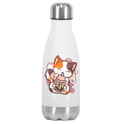 Cat Boba Tea Kawaii Stainless Steel Insulated Water Bottle