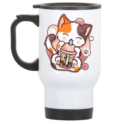 Cat Boba Tea Kawaii Stainless Steel Travel Mug