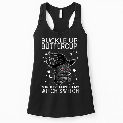 Cat Buckle Up Buttercup You Just Flipped My Witch Switch Womens Tank Top