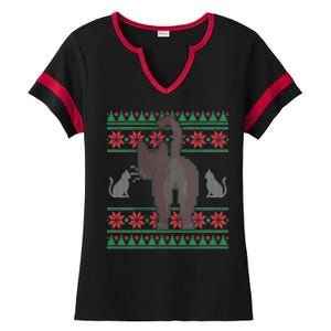 Cat Butt Ugly Christmas Sweater Design Ladies Halftime Notch Neck Tee