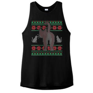 Cat Butt Ugly Christmas Sweater Design Ladies PosiCharge Tri-Blend Wicking Tank