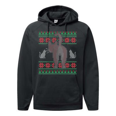 Cat Butt Ugly Christmas Sweater Design Performance Fleece Hoodie