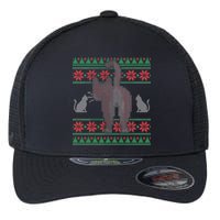 Cat Butt Ugly Christmas Sweater Design Flexfit Unipanel Trucker Cap