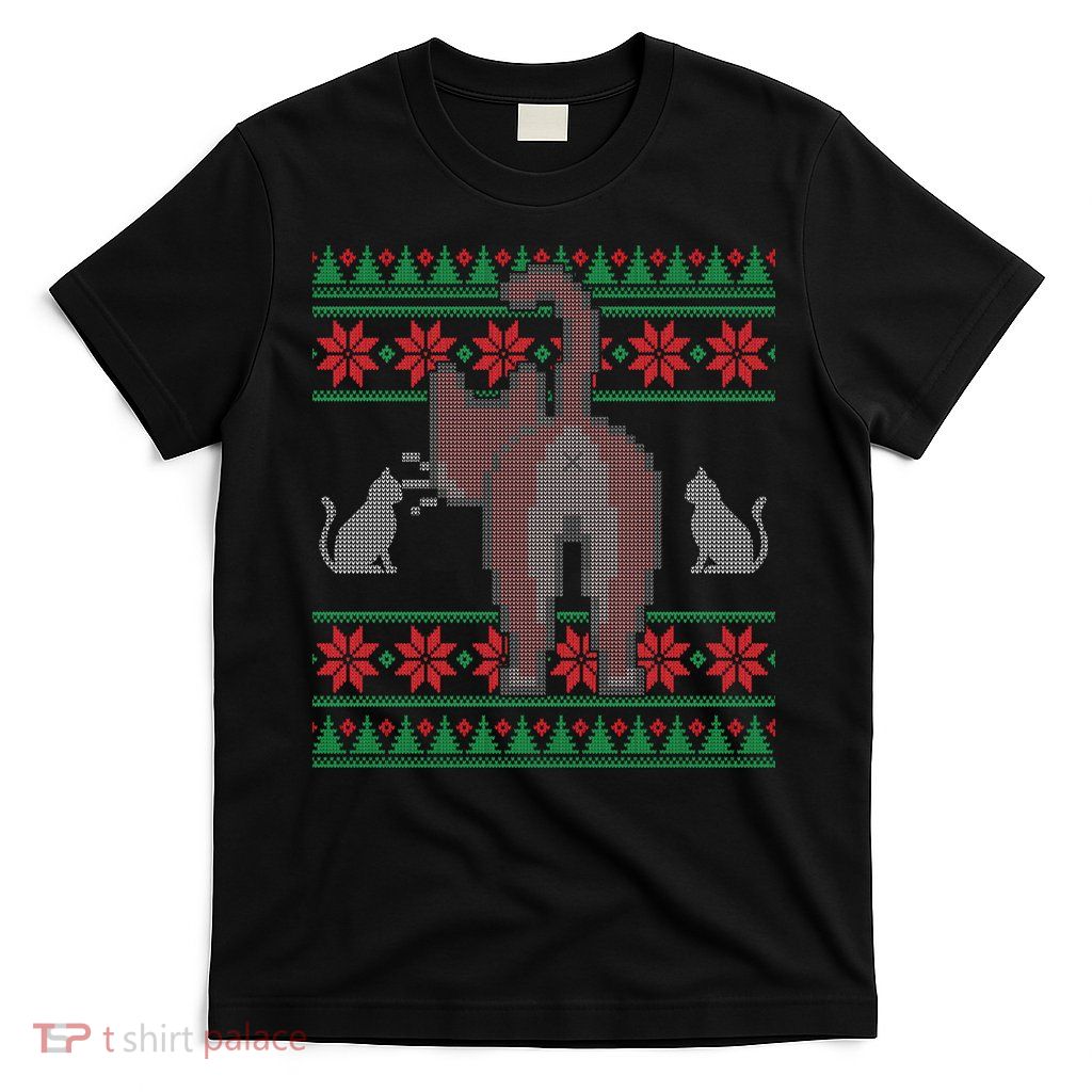 Cat Butt Ugly Christmas Sweater Design T-Shirt