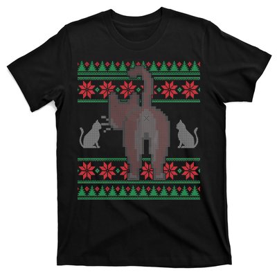 Cat Butt Ugly Christmas Sweater Design T-Shirt