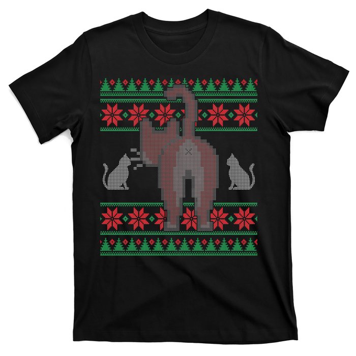 Cat Butt Ugly Christmas Sweater Design T-Shirt