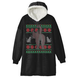 Cat Butt Ugly Christmas Sweater Design Hooded Wearable Blanket