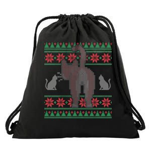 Cat Butt Ugly Christmas Sweater Design Drawstring Bag