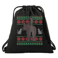 Cat Butt Ugly Christmas Sweater Design Drawstring Bag